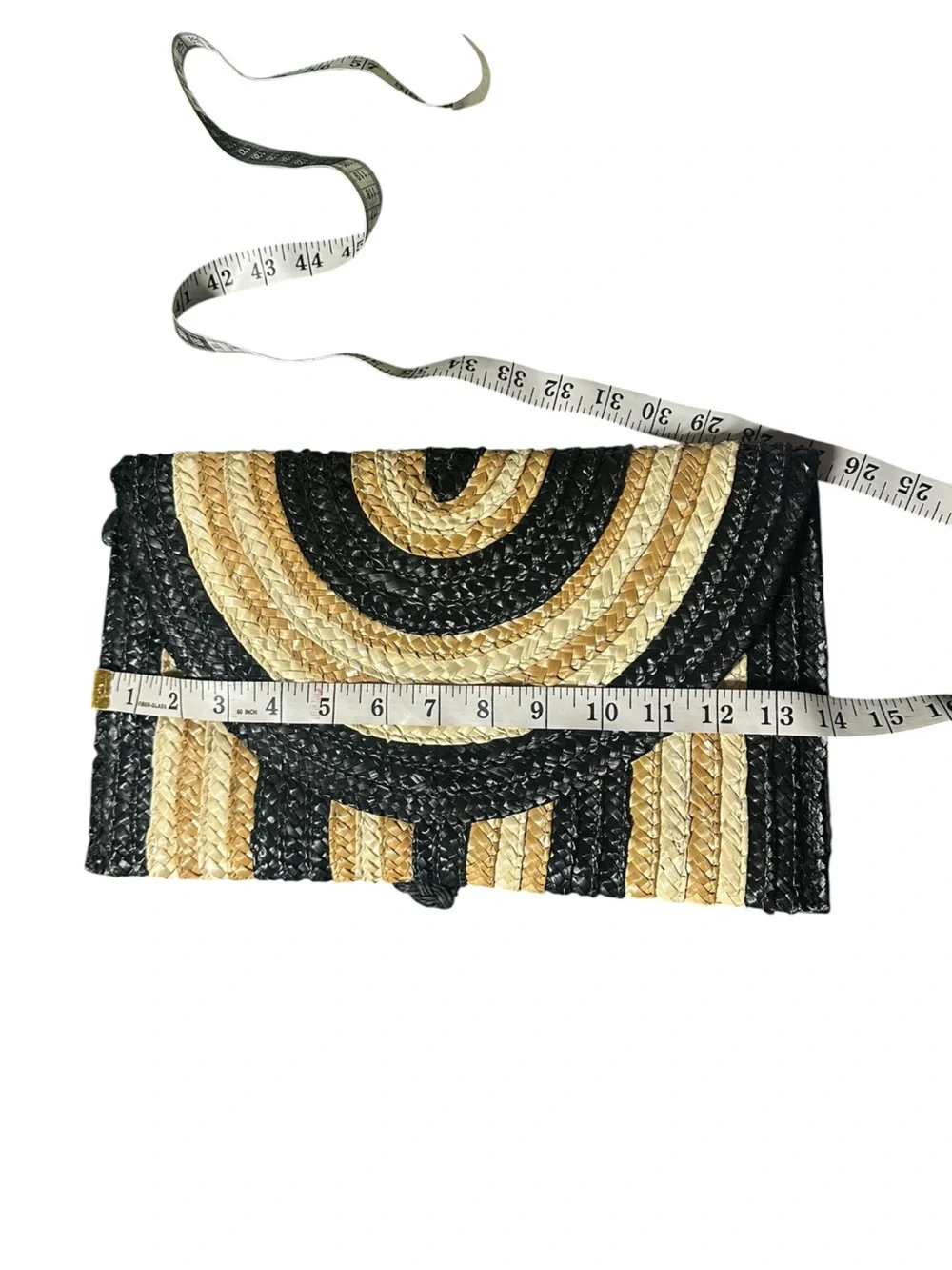 MudPie Black and Tan Woven Wristlet Clutch